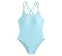 Nouveau Maillot de Bain Une pièce pour Filles - Solaire UPF 50+ - Design sans Manches avec Jupe intégrée et Manches Longues - idéal Plage Piscine et baignades ensoleillées (Light Blue, 9-10 Years)