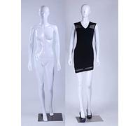 Nouveau Mannequin de vitrine Eurotondisplay féminin abstrait blanc brillant avec nez et bouche formés (Femme LF1-B blanc brillant)