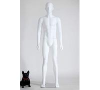 Nouveau Mannequin masculin de haute qualité Eurotondisplay - Abstrait beau blanc mat avec nez et bouche formés (Homme LM1-6 blanc mat)