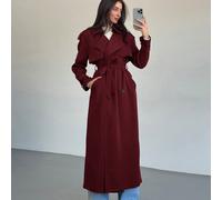 Nouveau manteau trench à double boutonnage décoratif avec taille resserrée, col surdimensionné, style britannique pour l'automne/l'hiver, couleur café, coupe-vent et polyvalent, extra long L,M,S,XSUni