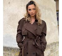 Nouveau manteau trench-coat marron style anglais à double boutonnage, col cranté, taille réglable, coupe-vent et chaud, couleur café, usage multi-usage et extra long L,M,S,XL,XSUnicoloreTissu tissé
