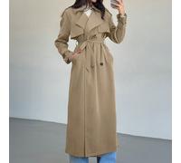 Nouveau manteau trench style anglais à col large rabattu, double boutonnage, taille resserrée, polyvalent et coupe-vent, couleur café, extra long, pour l'automne/hiver L,M,S,XSTissu tissé