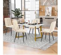 Nouveau matériau respectueux de l'environnement 117cm table à manger avec 4 chaises, table à manger rectangulaire cuisine moderne
