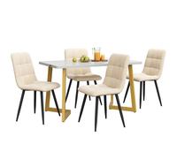 Nouveau matériau respectueux de l'environnement 117cm table à manger avec 4 chaises, table à manger rectangulaire cuisine moderne