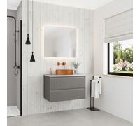 Nouveau meuble de salle de bain 80 cm, certifié FSC, gris foncé (CERAMIA-3DG80)