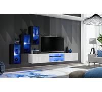 Nouveau Meuble-paroi Noir 3x Armoire murale Aménagement Support TV Ensemble moderne JVmoebel