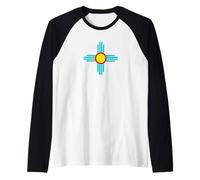 Nouveau Mexique Zia Sun Turquoise Art - Style désert du sud-Ouest Manche Raglan