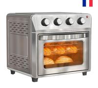 NOUVEAU Mini-four à convection 24 L, friteuse à air chaud, 6 modes de cuisson, minuterie, accessoires, argent
