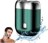Nouveau Mini Shaveur Électrique Double-Tête - Portable et Rechargeable USB, Design Compact et Étanche (Vert)