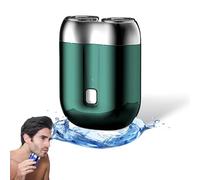 Nouveau modèle de mini rasoir électrique à double tête, rasoir électrique portable à double anneau rotatif, rasoir électrique rechargeable et étanche (Vert)
