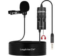 Nouveau Moniteur Lavalier Microphone pour Canon Podcast, 19 Pieds BOYA Micro à omnidirectionnel pour Nikon Sony iPhone 13 10 8 8 Plus DSLR Caméscope Enregistreur Audio Youtube Interview Vidéo