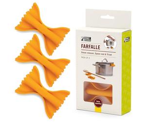 Nouveau - Monkey Business Farfalle - Élévateur de Couvercle de Pot en Silicone 3-en-1, Mignon Porte-Cuillere et Sous-Verre à Pâtes pour Petits Pots, Accessoire de Cuisine Multifonctionnel au Design de