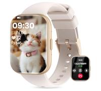 Nouveau Montre Connectée Femme, avec Appel Bluetooth 1.75" Smartwatch, avec SpO2, Tension Artérielle, Suivi du Sommeil, 24H Fréquence Cardiaque,100+ Sportifs, Podometre Android iOS Blanc cassé