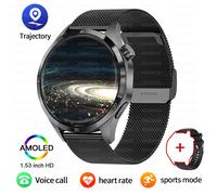 Nouveau Montre Intelligente Hommes 1.52 Pouces Hd Amoled Affichage Message Pousser Fréquence Cardiaque Sport De Plein Air Étanche Bluetooth Appel Pour Xiaomi.Black Mesh.