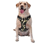 Nouveau Motif géométrique Art déco Vert émeraude et Or,Harnais pour Animaux de Compagnie, Harnais réfléchissant réglable pour Chien,XL