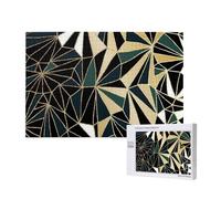 Nouveau Motif géométrique Art déco Vert émeraude et Or,Puzzle Familial en Bois de 1 000 pièces pour Adultes et Adolescents, décoration d'intérieur