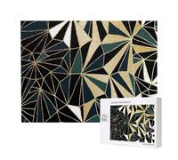 Nouveau Motif géométrique Art déco Vert émeraude et Or,Puzzle Familial en Bois de 500 pièces pour Adultes et Adolescents, décoration d'intérieur