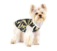 Nouveau Motif géométrique Art déco Vert émeraude et Or,T-Shirt sans Manches en Coton pour Animaux de Compagnie, Gilet Respirant, Extensible et Doux,M