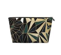 Nouveau Motif géométrique Art déco Vert émeraude et Or, Trousse de Maquillage Trousse à cosmétiques Trousse de Toilette de Voyage Portable Pochette de Toilette