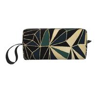 Nouveau Motif géométrique Art déco Vert émeraude et Or, Trousse de Maquillage Trousse à cosmétiques Trousse de Toilette de Voyage Portable Pochette de Maquillage