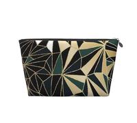 Nouveau Motif géométrique Art déco Vert émeraude et Or, Trousse de Toilette Trousse de Maquillage Sac à cosmétiques Trousse de Toilette de Voyage Portable