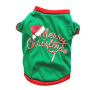 Nouveau motif tricolore de Noël vêtements pour chien en coton vert costume chiot garçon vêtements ensemble (vert, M)