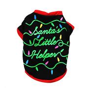 Nouveau motif tricolore de Noël vêtements pour chien en coton vert costume chiot garçon vêtements ensemble de vêtements pour chien (noir, L)