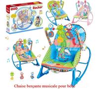 Nouveau-né balançoire,berceau bébé,chaise inclinable musique apaisante jouet de vibration Chaise berçante pour bébé-Bleu