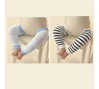 Nouveau-né Bébé Chaussettes Manches Chaussettes Leggings Enfants Chaussettes Bébé Long Coton Lâche Bouche Air Conditionné Chaussettes Moustiques Rampant Genouillères (Bleu+noir)