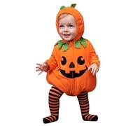 Nouveau-né Infant Bébé Filles Garçons Halloween Vêtements Ensembles Citrouille À Manches Longues Polaire Fermeture Éclair À Capuche Barboteuse Veste Tops Pantalon Rayé Leggings À (Orange 6-12 Months)