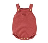 Nouveau-né Infantile bébé Tricot Barboteuse Coton sans Manches garçon Fille Pull Solide vêtements bébé Body (Red, 0-3 Months)