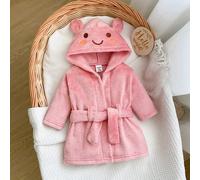 Nouveau-né Manches longues à capuche en polaire avec motif sourire brodé avec décoration d'oreilles mignonnes Tissu confortable aimé par les nourrissons et les mamans Vêtements de nuit Vêtements d'int