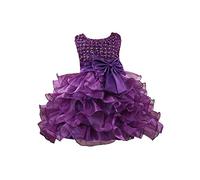 Nouveau-né Printemps Solide Fête Mariage Fleur Princesse Mesh Tutu Robe de Bal Dentelle Robe de Soirée, lilas, 18-24 mois