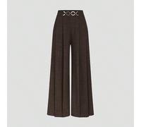Nouveau pantalon large à taille haute pour femmes avec fermeture éclair latérale, décoration de boutons. Élégant et décontracté pour un port quotidien, printemps/automne L,M,S,XLUnicoloreTissu tissé
