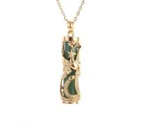 Nouveau pendentif rétro d’artisanat doré Imitation Jade Colonne de dragon Phoenix Pendentif Couple masculin et féminin bijoux en argent