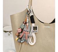 Nouveau porte-clés pendentif lapin mignon, ornement suspendu pour sac à dos, accessoire de mode pour l'hiver 1 étiquette jaune à double boucle,1 étiquette orange à double boucle,1 étiquette rouge à do