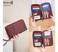 Nouveau portefeuille anti-magnétique RFID avec fermeture à glissière, sac pour passeport, certificat, stockage de billets, portefeuille multifonction grande capacité, sac de voyage mode pour les voyag