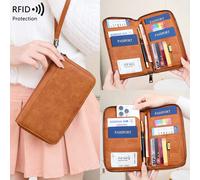 Nouveau portefeuille anti-magnétique RFID avec fermeture éclair, sac pour passeport, certificat et billets. Grand portefeuille multifonctionnel de voyage avec grande capacité. Sac de voyage pour voyag