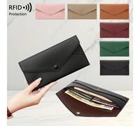 Nouveau portefeuille anti-vol RFID pour femmes, motif peau de litchi, souple, sac enveloppe long, sac d'embrayage simple ultra-fin. Portefeuille pour femme. Portefeuille pour homme. Mini portefeuille 