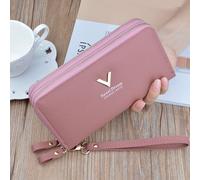 Nouveau portefeuille de style moyen pour femmes avec un design à la mode, double couche avec fermeture éclair et bandoulière amovible. Convient pour ranger les téléphones portables. Couleur rose vif p