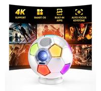 Nouveau projecteur 4K avec WiFi et Bluetooth, applications intégrées avec mise au point électrique automatique et clé de voûte, proyecteur LED de football avec specker pour intérieur/extérieur