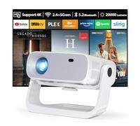 Nouveau projecteur intelligent 2025 avec WiFi 6 et applications intégrées Bluetooth - Mini projecteur portable pour chambre à coucher - Prise en charge native 1080p 4K - Keystone automatique et zoom