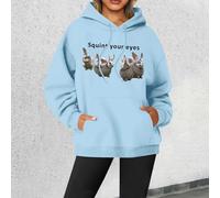 Nouveau pull de rue pour femme avec un design imprimé intéressant, sweat-shirt à manches longues et col rond pour un look décontracté urbain, bleu ciel, M