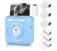 Nouveau Résolution - PeriPage A6 Mini Imprimante thermique HD 304DPI BT Fonction photo AR avec 7 rouleaux de papier thermique Bleu