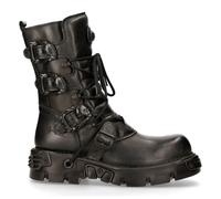 Nouveau Rock M.391 S.18 Bottes Unisexes Métalliques Noires Punk Goth Rock Biker