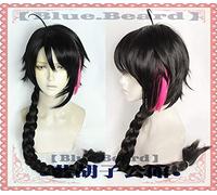 Nouveau RWBY Lie Ren Cosplay Perruques Longue Noir Mix Rose Tresse Perruque Résistant À La Chaleur Synthétique Cheveux Cosplay Perruques + Casquette De Perruque + Piste No. Bleu Ciel