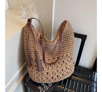 Nouveau sac à bandoulière de style bohème en paille ajourée de couleur unie, grande capacité, avec décoration de gland. Convient pour la plage, les vacances, la campagne, le style européen et américai