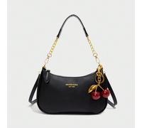Nouveau sac à bandoulière mode classique et polyvalent avec design graphique de lettre, couleur unie, en matériau PU imperméable. Sac croissant, sac sous le bras, convient pour le shopping, décoré d'u