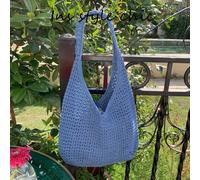 Nouveau sac à bandoulière/sac à main en maille bleue ajourée avec un design ouvert unique et à la mode, parfait pour les trajets quotidiens ou les sorties à la plage en vacances. Idéal pour le shoppin