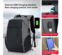 【Nouveau】 Sac à dos pour ordinateur portable 17 pouces avec port USB Sacs à dos étanches à la mode Un sac pour toutes les sorties, pour hommes et femmes GRIS